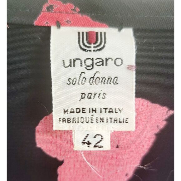 UNGARO 42 Solo Donna Paris Vintage‎ Black Red Hearts Shirt Sz 10 12 Italy - Picture 6 of 8